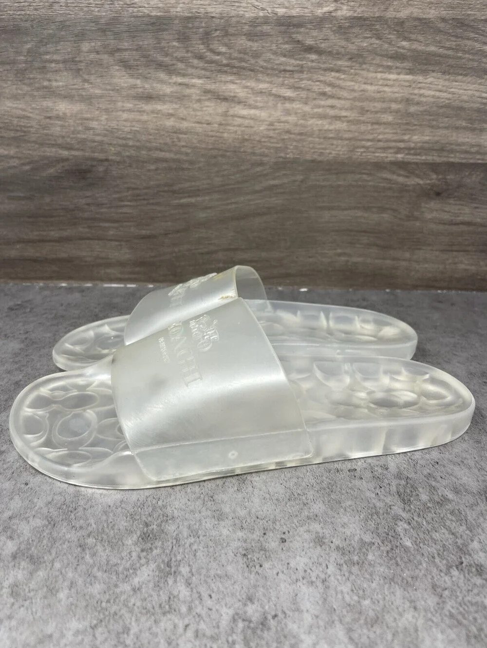 COACH Ulyssa Slide Sandals Womens Size 8 Clear Slip On Flip Flops